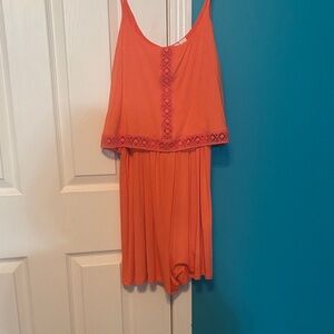 Alya Orange Sleeveless Romper